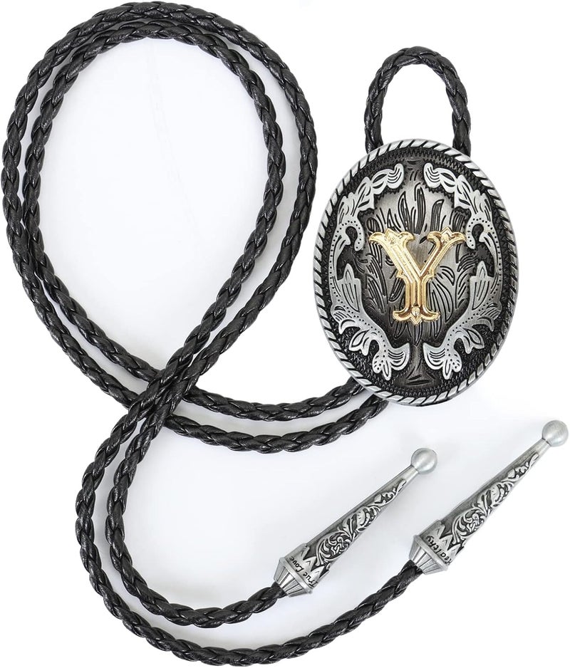 Wentur Bolo Tie for Men - Western Bolo Ties Alphabet Initial Letter ABCDJMR to Z - Western Cowboy Bolo Tie for Women Cowgirl - Image 1